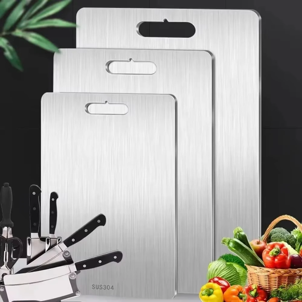 

Camping Stainless Panel Chopping Board Outdoor Double Sided Cutting Board Portable Kneading Dough Board Kitchen Household Block