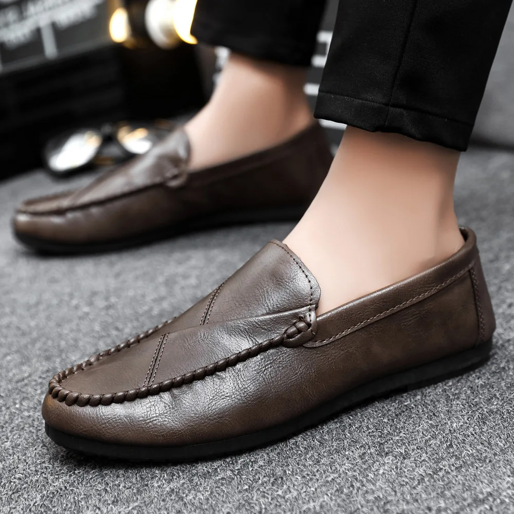 Fashion Men Shoes Genuine Leather Casual Shoes Men Loafers Luxury Male Slip on Driving Footwear Moccasins Man Light Soft Flats
