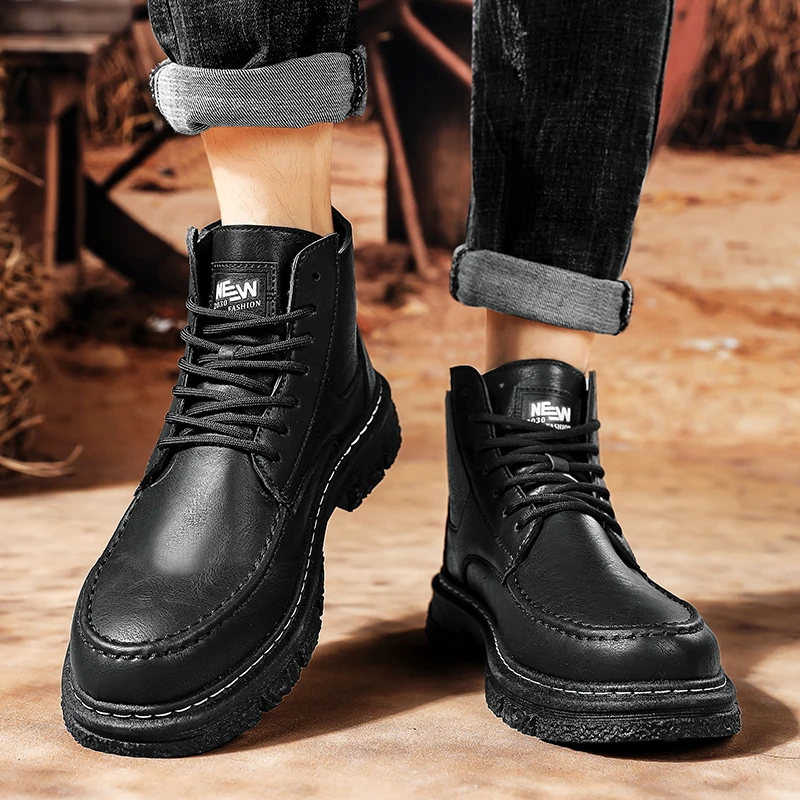 2024 Men's Casual Fashion Shoes Outdoor Anti Slip Boots Platform Motorcycle Waterproof Shoes zapatillas hombre tenis de mujer