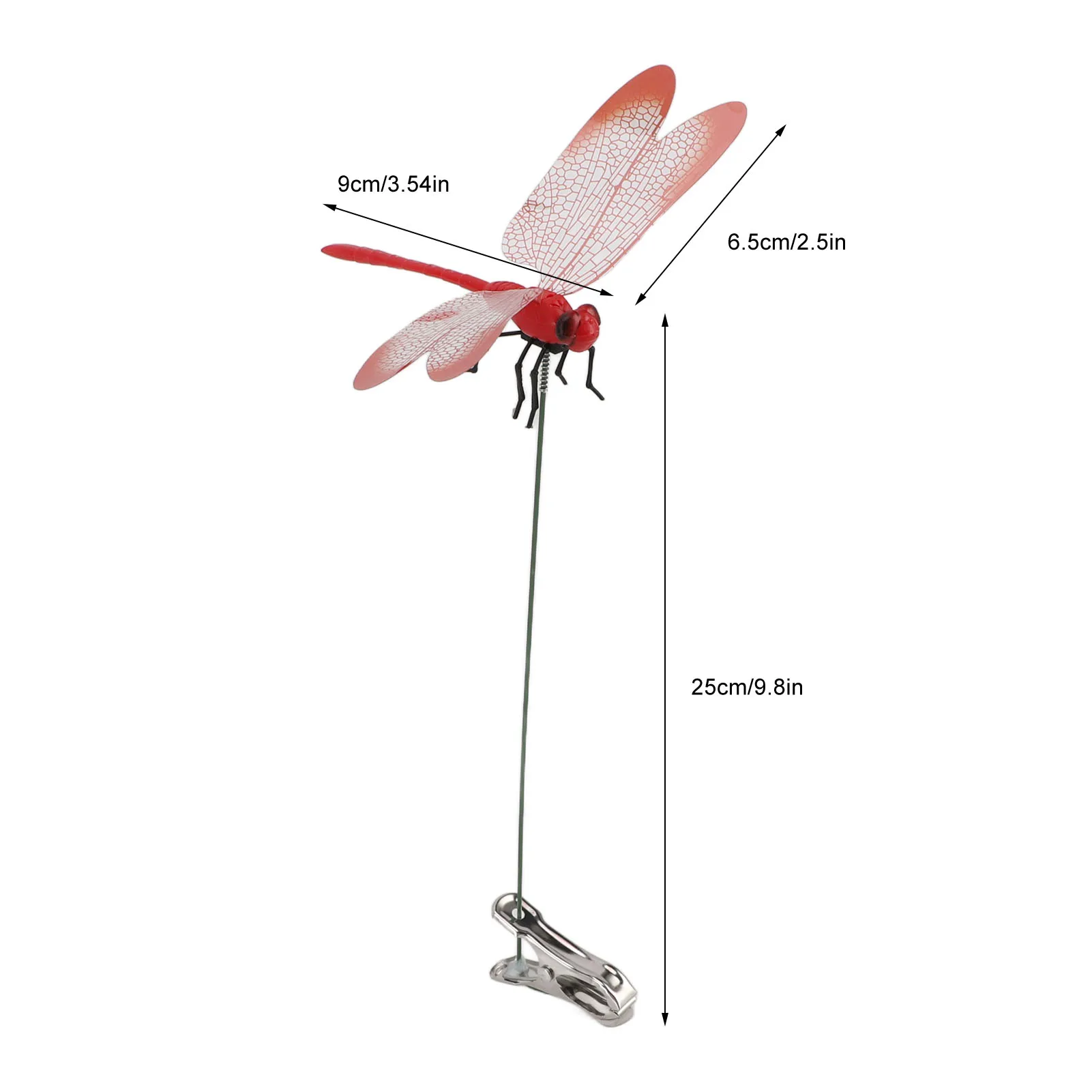 False Dragonfly Pole Clips decorativo rosso giallo verde impermeabile PVC Dragon Fly Clip semplice morsetto 3D per prato giardino