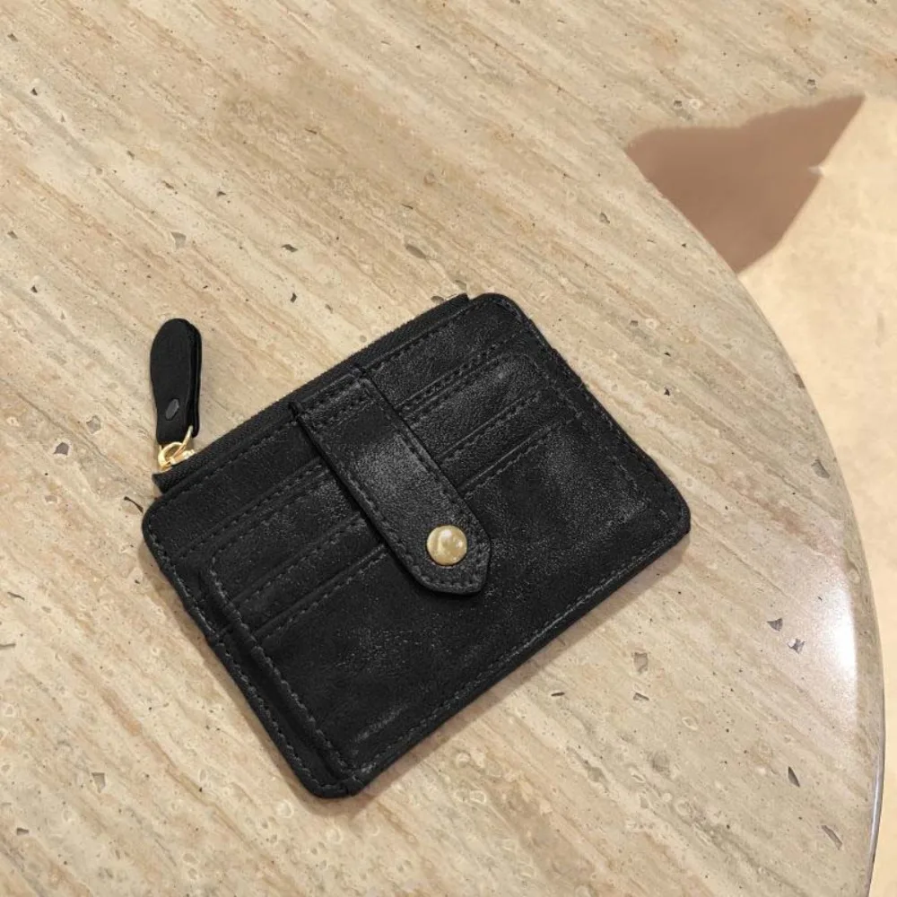 تصميم الأزياء الكورية نمط الرجعية بطاقة حقيبة بلون المحفظة محفظة صغيرة فتحات بطاقة متعددة بو سستة محفظة نسائية للعملات المعدنية السفر #1