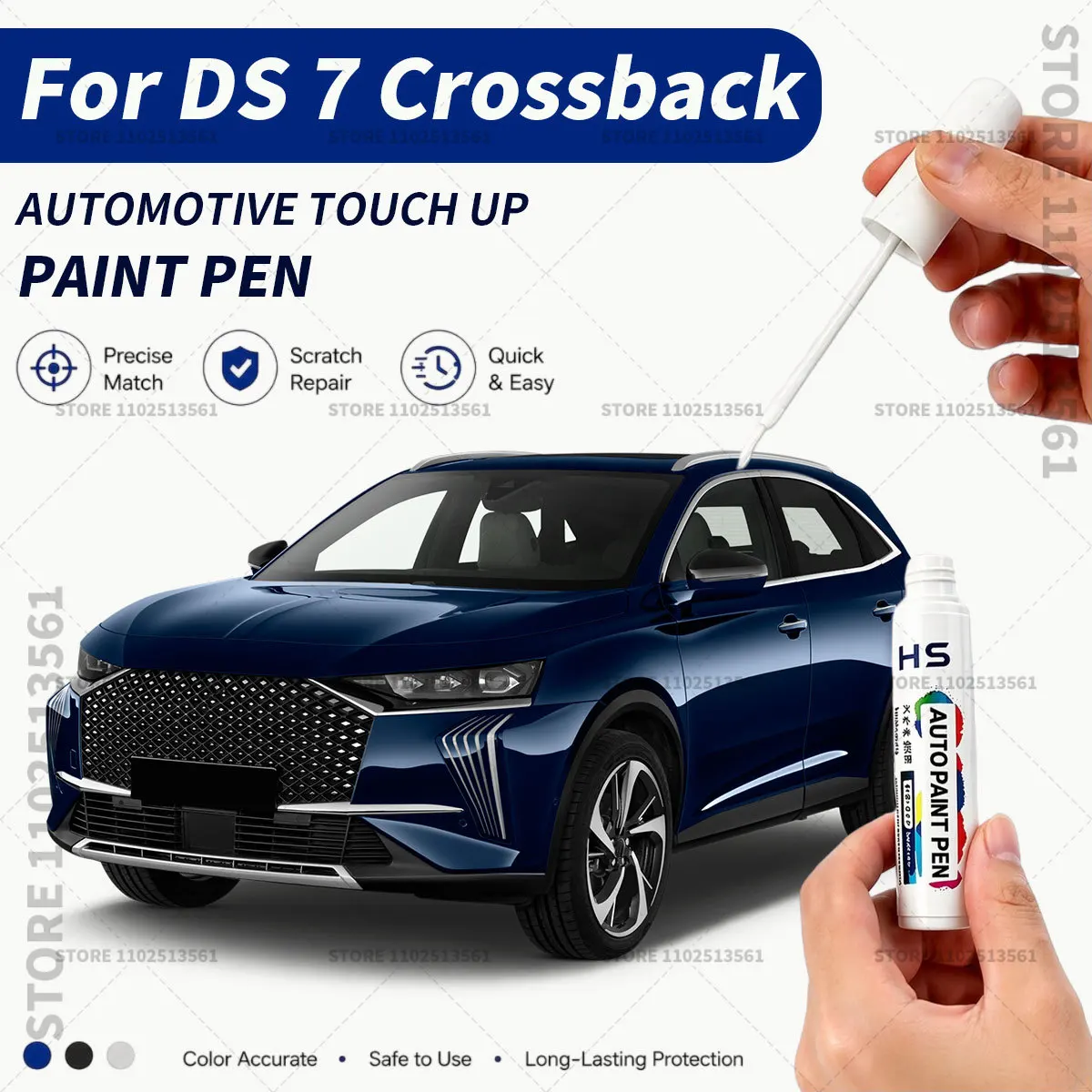 

Car Touch Up Paint Pen Scratch Chip Repair Paint For DS 7 Crossback Pearl White Andradite Brown Grey Polar White Ink Blue Gold