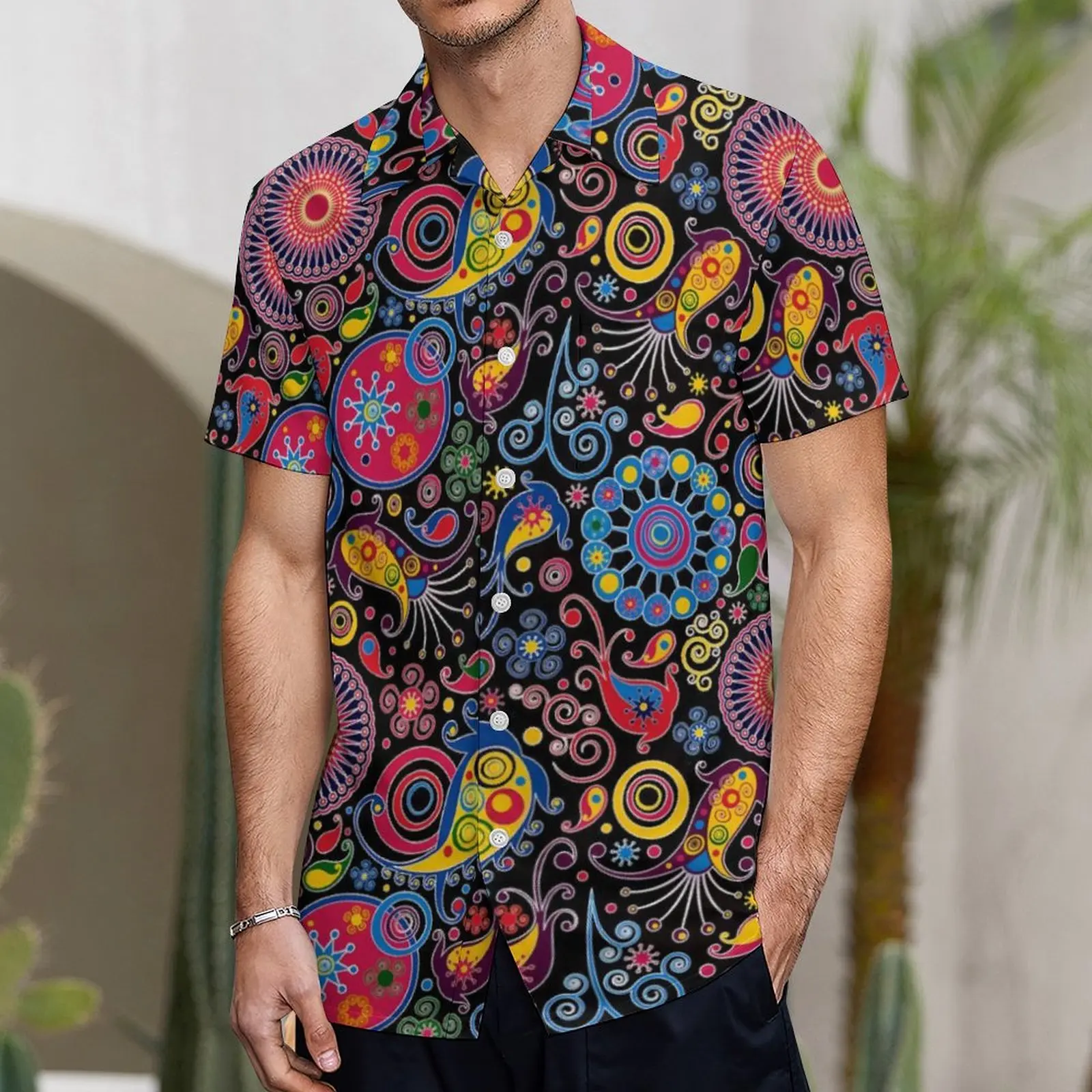 Men's Shirts 3D Print Dense pattern Design Fashion Button Short Sleeve Lapel Streetwear Hawaiian Blouse shirts for men Summer