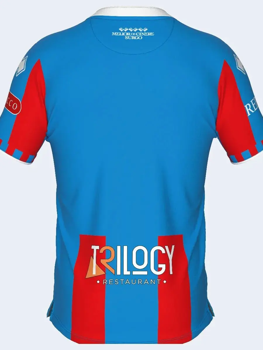 قمصان Catania Away الجديدة للموسم 25-26 تتميز بطبعات رقمية ثلاثية الأبعاد بخطوط حمراء وزرقاء لكل من الرجال والنساء
