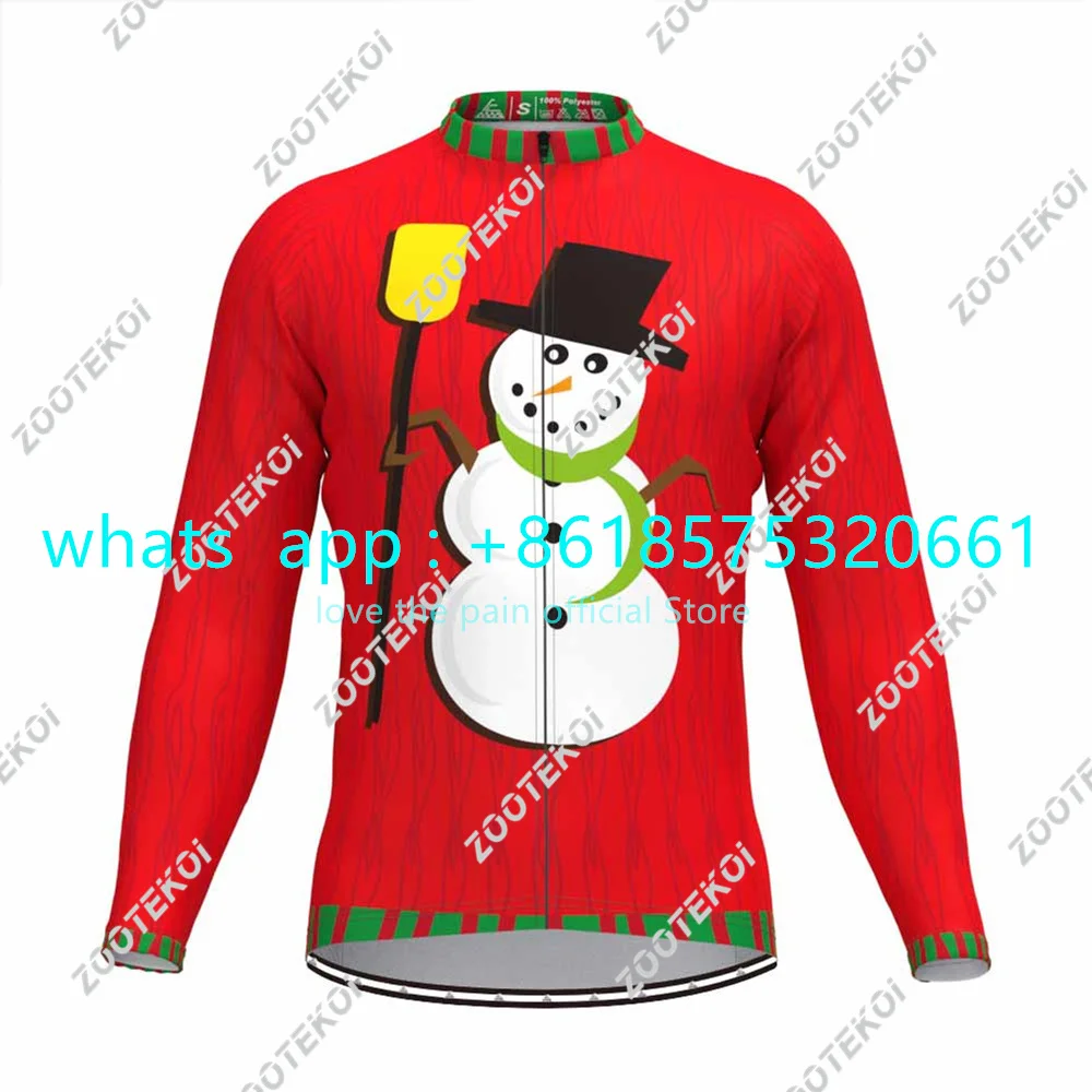 

2023 Christmas Gift Men's Cycling Thermal Fleece Jacket Bike Santa Claus Long Sleeves Cycling Warm Coat Maillot Ciclismo New