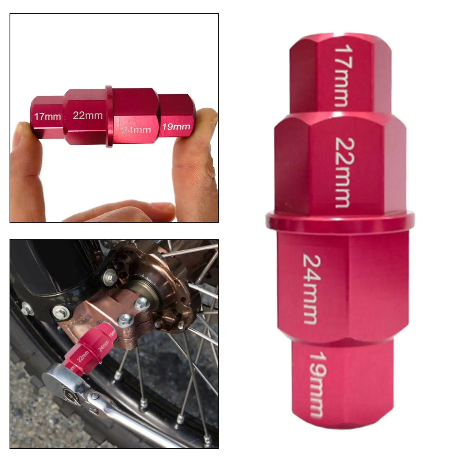 

Hex Axle Tool for Motorcycle Front Axle Wheel Wrench Easy to Use 17mm 19mm 22mm 24mm Spindle Socket Adapter Tool for Yamaha