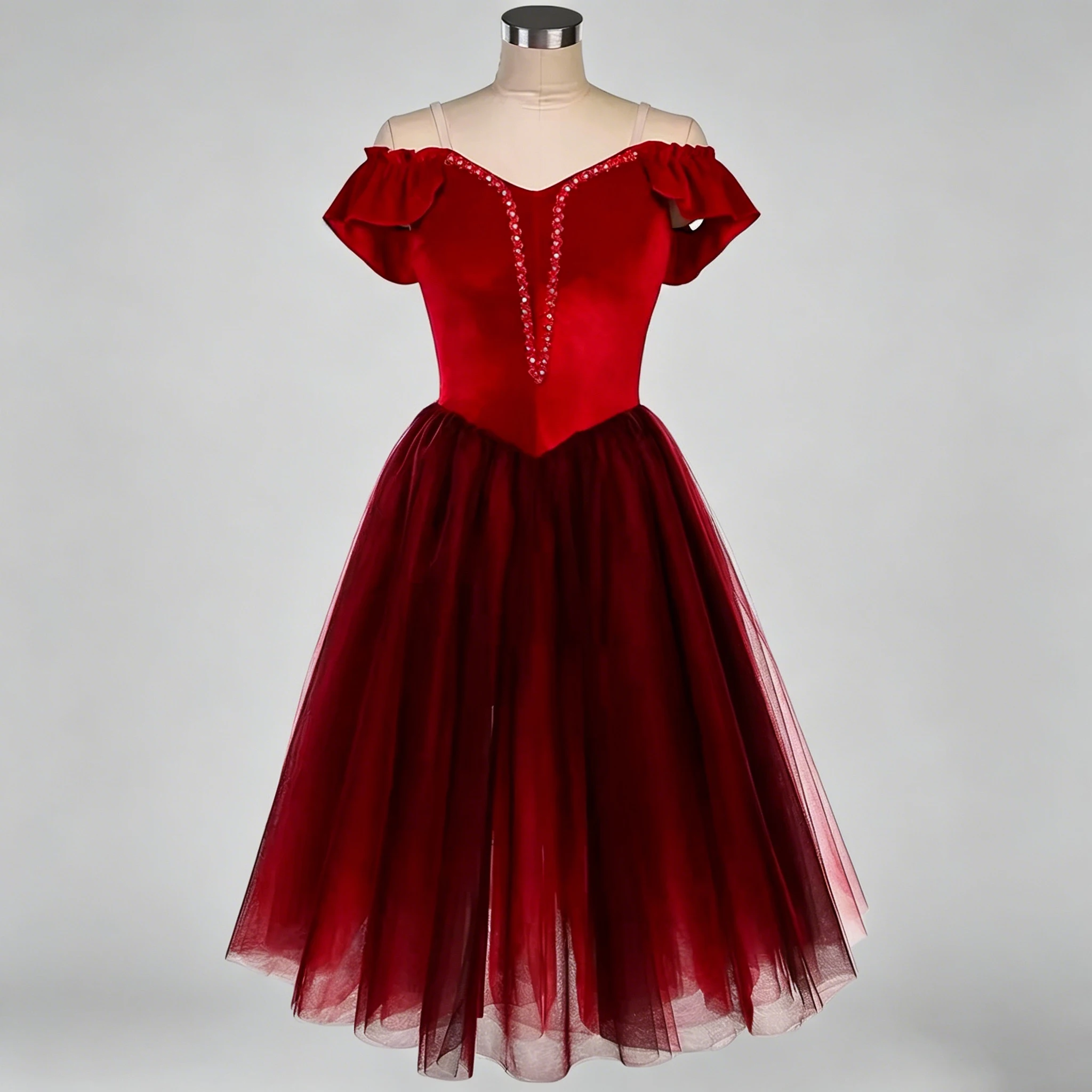 Image of Professionelles Romantisches Tutu Langes Ballettkleid Diamant-Gaze Patchwork Ballerina-Partykleid Kinder Mädchen Ballett-Tanzkostüme