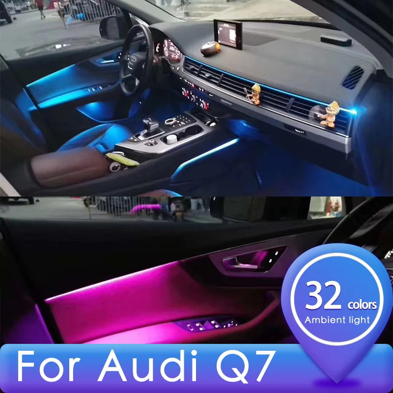 For Audi Q7 Interior Led Decorative Ambient Light 2016+ Car Atmosphere Light Decoration Door Trim Panel