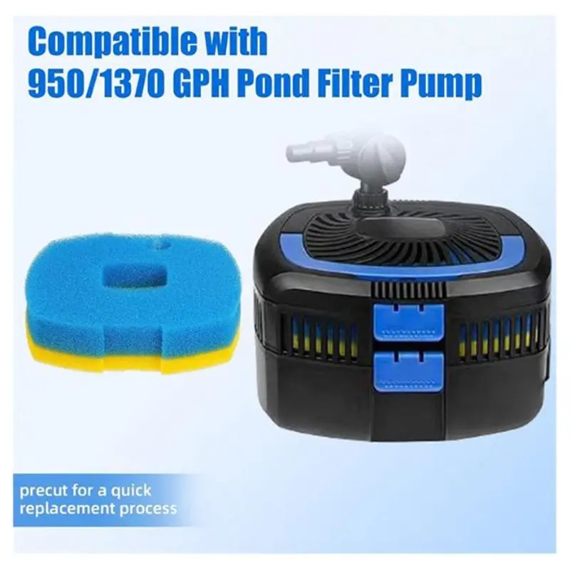 ABZL Dual Stage Aquarium Foam For 950 1370 GPH Pond Pump For Fish Turtle Ponds