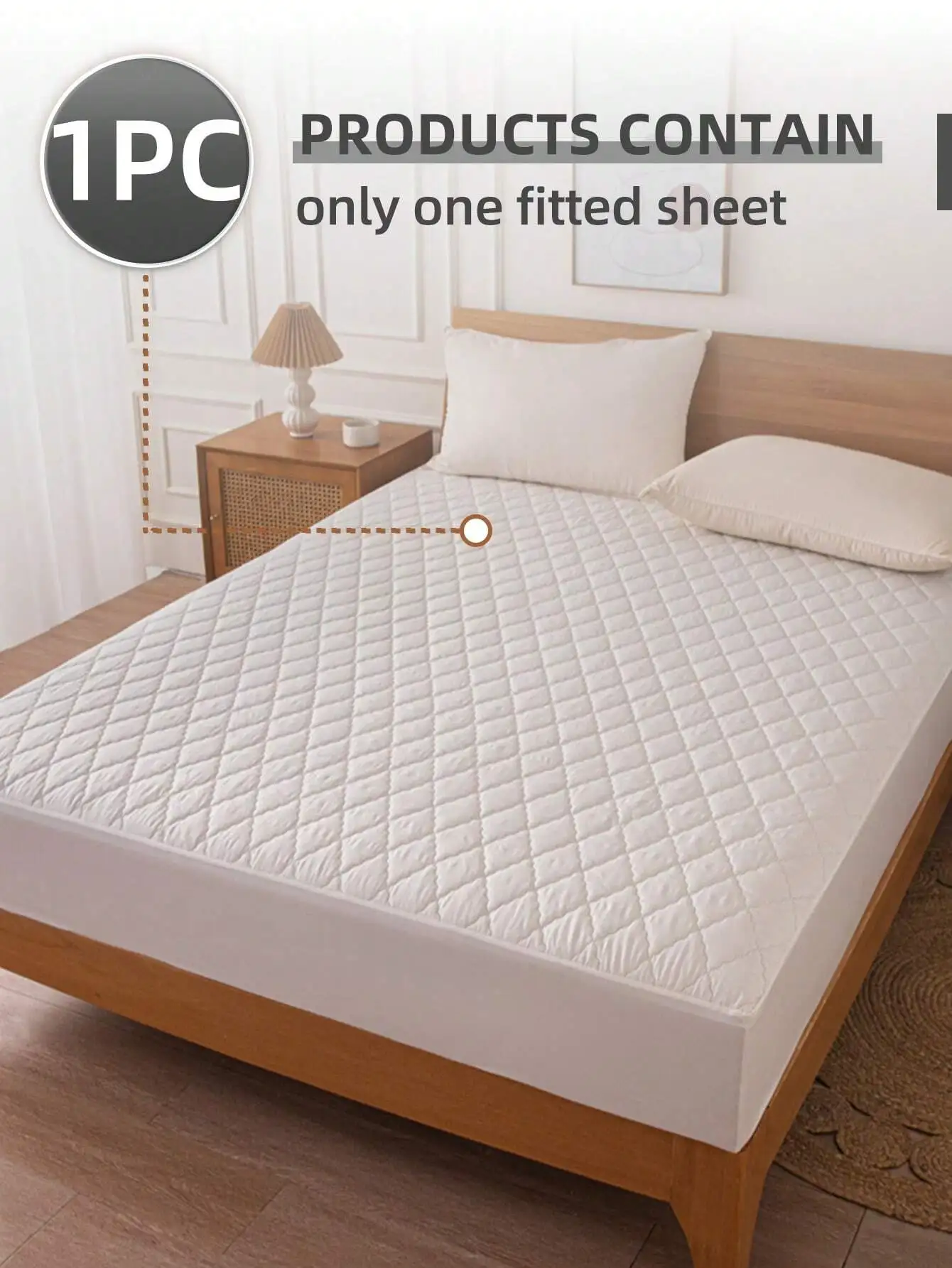 1 Piece of White Quilted Bedsheet, Soft, Breathable, and Durable Bed Protection Pad, for Single, Double, Queen, and King Beds