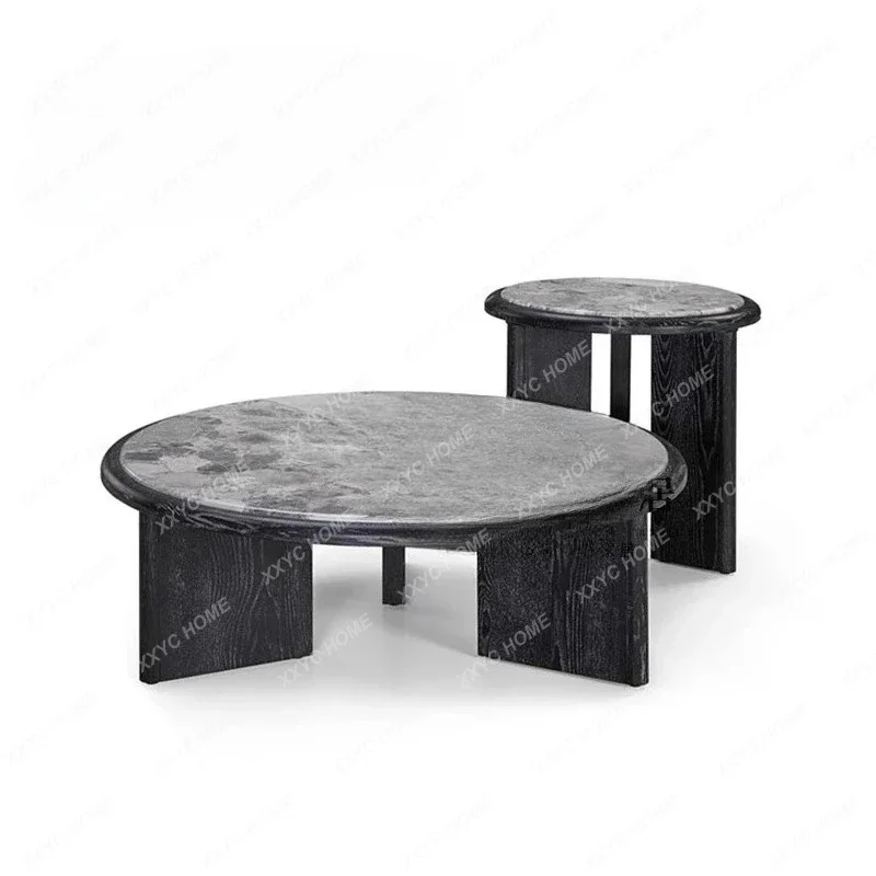 

light luxury solid wood coffee table minimalist household high-end creative marble coffee table combination