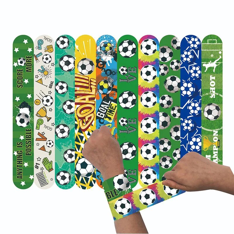 Football Party Decoration Soccer Goal Time Slap Bracelets Sports Champion Boy Happy Football 1 2 3 Birthday Party Supplies