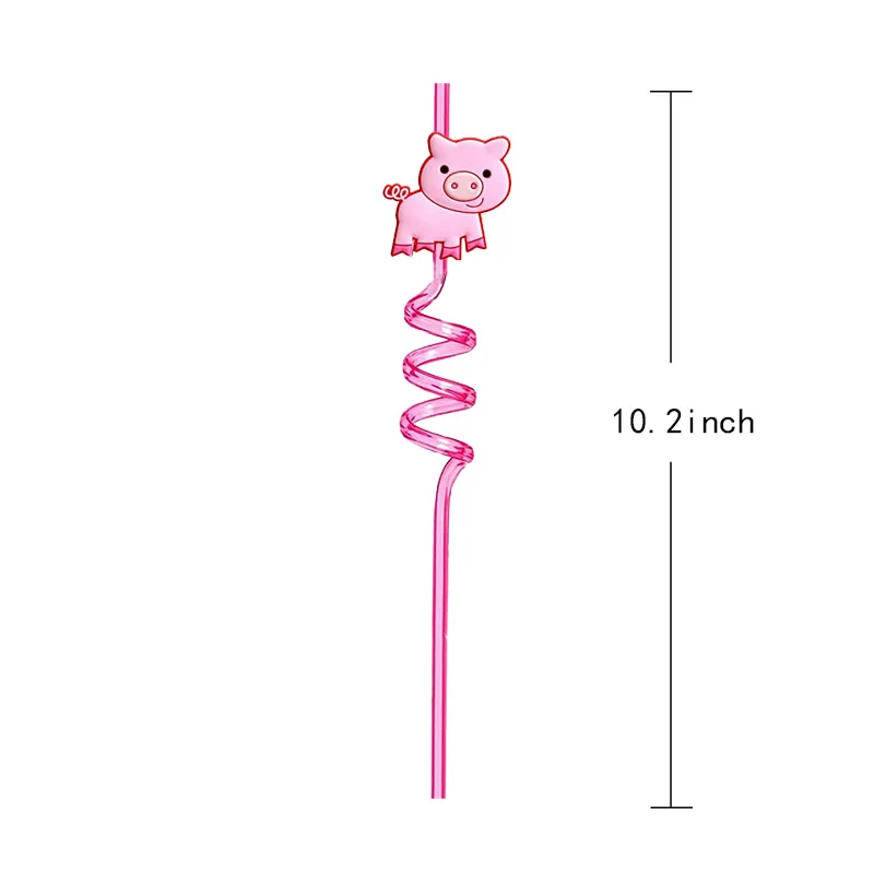 6Reusable Farm Animal Drinking Straws Chicken Sheep Horse Cow Pig for Barnyard Farm Kid Birthday Party Supplies Gift Favors with