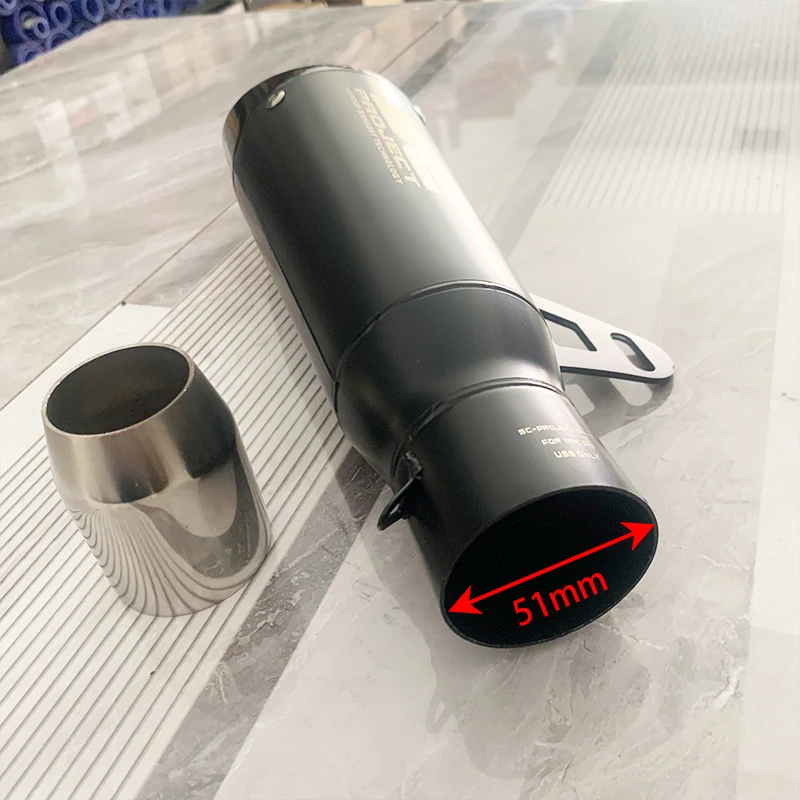 51mm tubo silenciador de escape da motocicleta z250 z300 z400 zx10 mt0709 r25 r3 r6 para kawasaki ninja honda yamaha 2/3 camadas