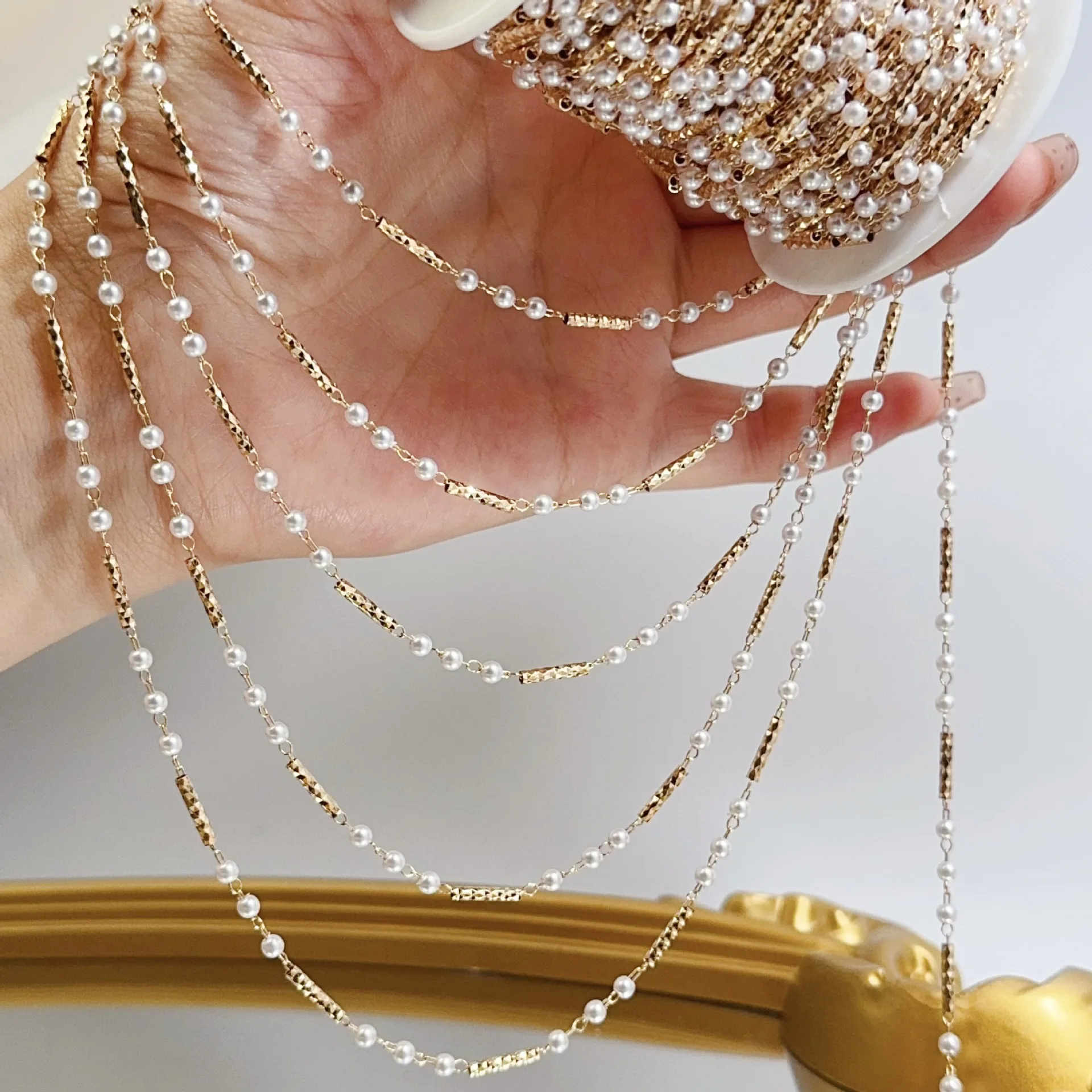 0,5/1/2M Kupfer Rohr Perle Kette Retro DIY Haar Zubehör Kleidung Quaste Kette Schmuck Machen Zubehör kette Großhandel