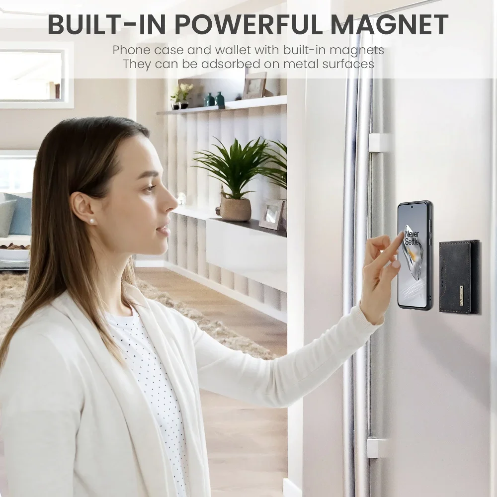 Removable Wallet Card Case Magnetic Leather Phone Cover for OnePlus 13/12/11/10 Pro/9RT/9 Pro/Ace/Nord 2/N20/N200