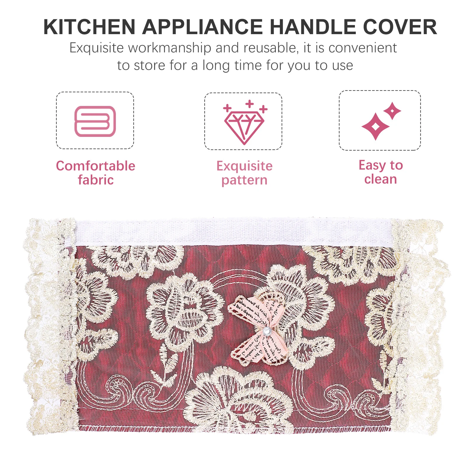 

2Pcs Door Handle Covers Premium Washable Lace Protectors for Fridge Microwave Oven Cabinet Dishwasher Handles Stain Water