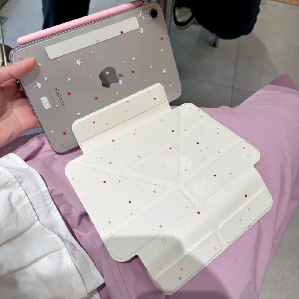 Korean Ins Color Star Wave Dots Cover For iPad Pro 13 11th M5 M4 12.9 A16 10 8 7 9th 10th Air 11 M2 M3 Mini Split Tablet Case