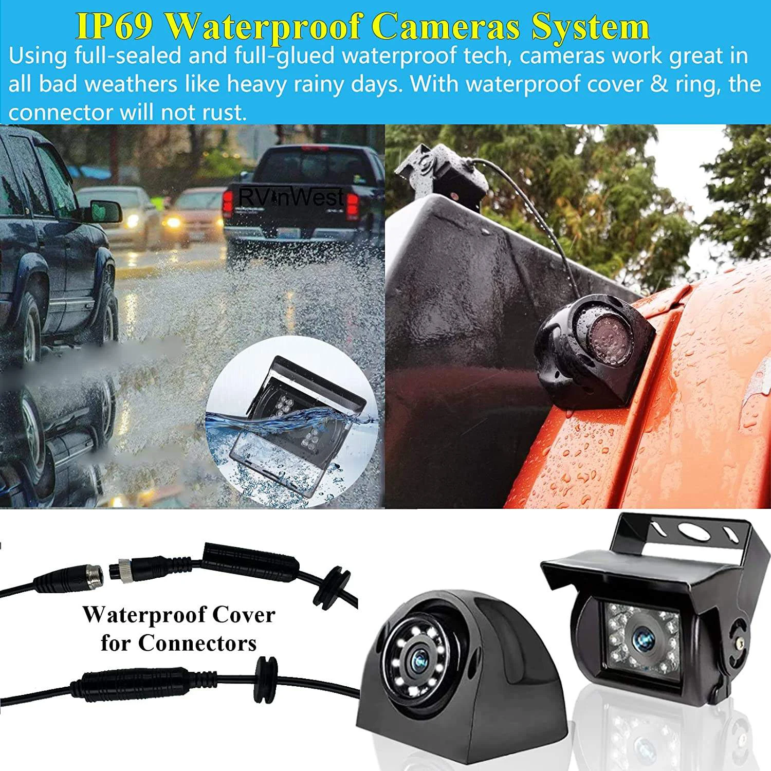 10,36 Zoll 4-Kanal AHD 1080P Kamera DVR Monitor mit Wide Surround View Bluetooth USB MP5 Player für LKW, Busse, Wohnmobile und Transporter