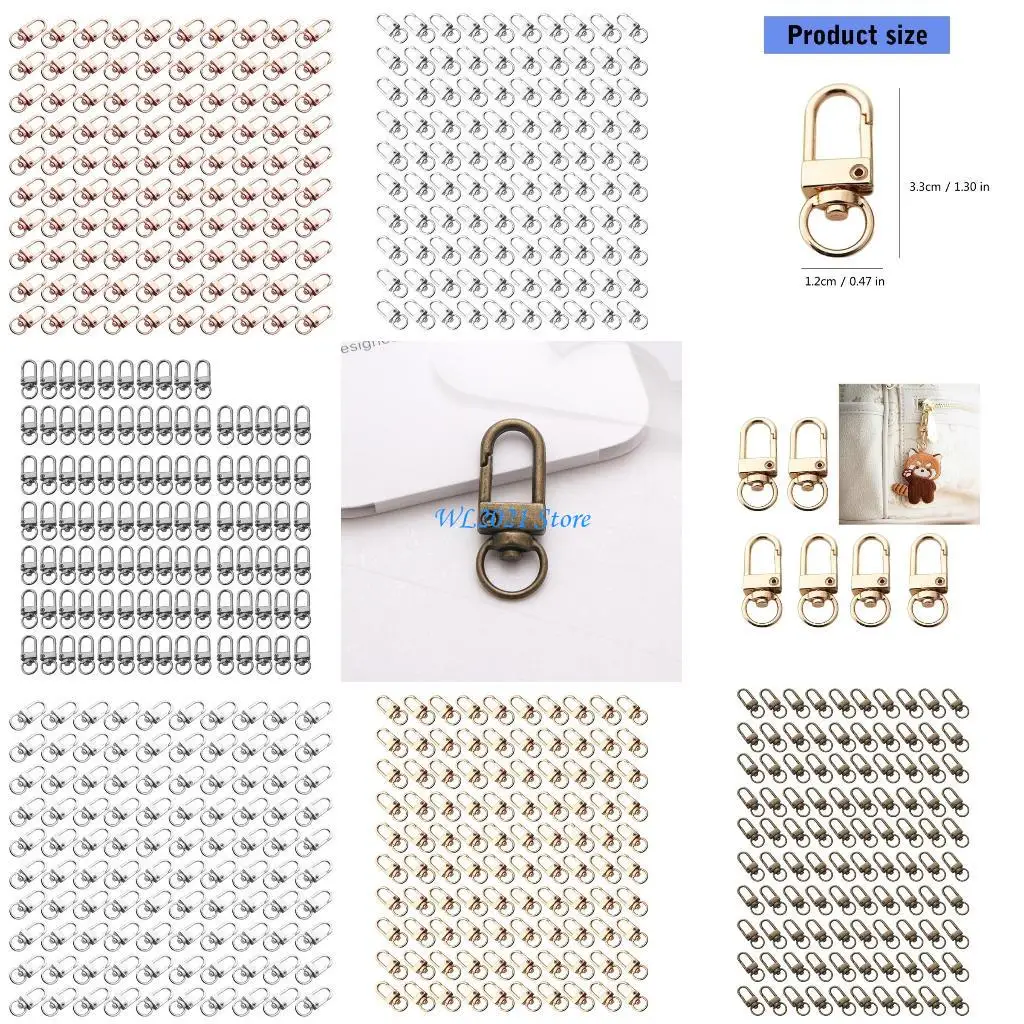 

G5GC 100Pieces Convenient Metal Carabiner Clips Triggers Hooks for Jewelry Making and Retention