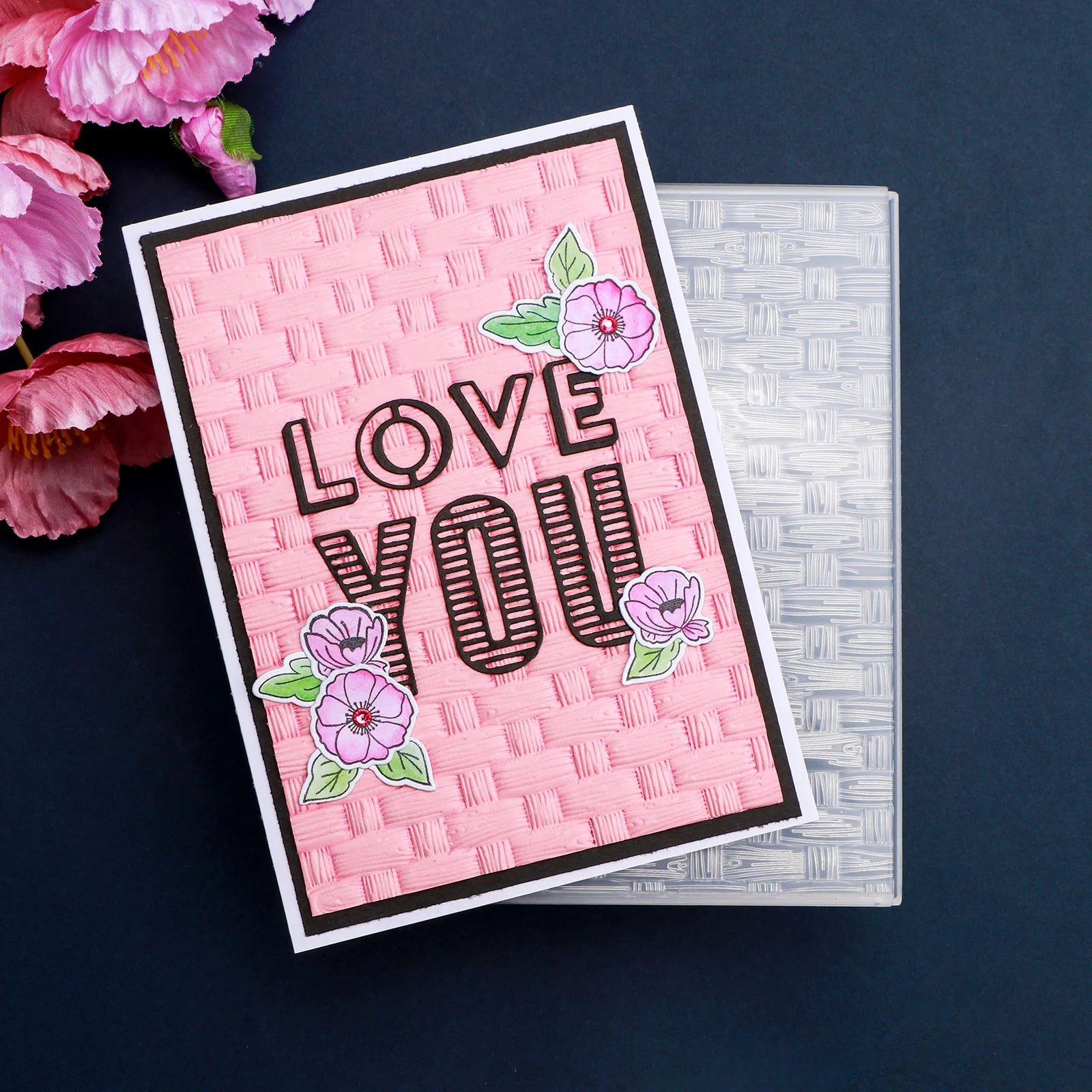 Woven 3D Embossing Folder for Card Making & Scrapbooking - Durable Plastic, Easy Embossing - Perfect for DIY Craft Projects