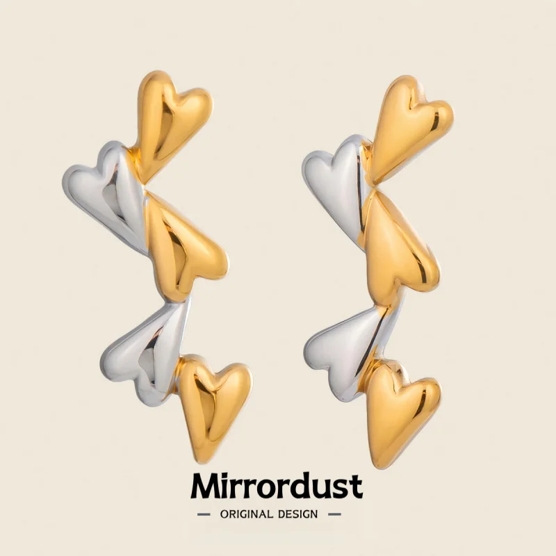 

Модные мини-серьги в форме сердца, золотые и серебряные цветные женские универсальные серьги из нержавеющей стали