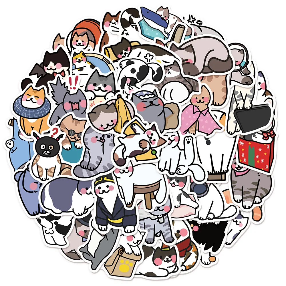 50PCS süße Katze Spaß Graffiti Aufkleber DIY Telefon Fall Notebook Scrapbook Telefon wasserdichte Aufkleber