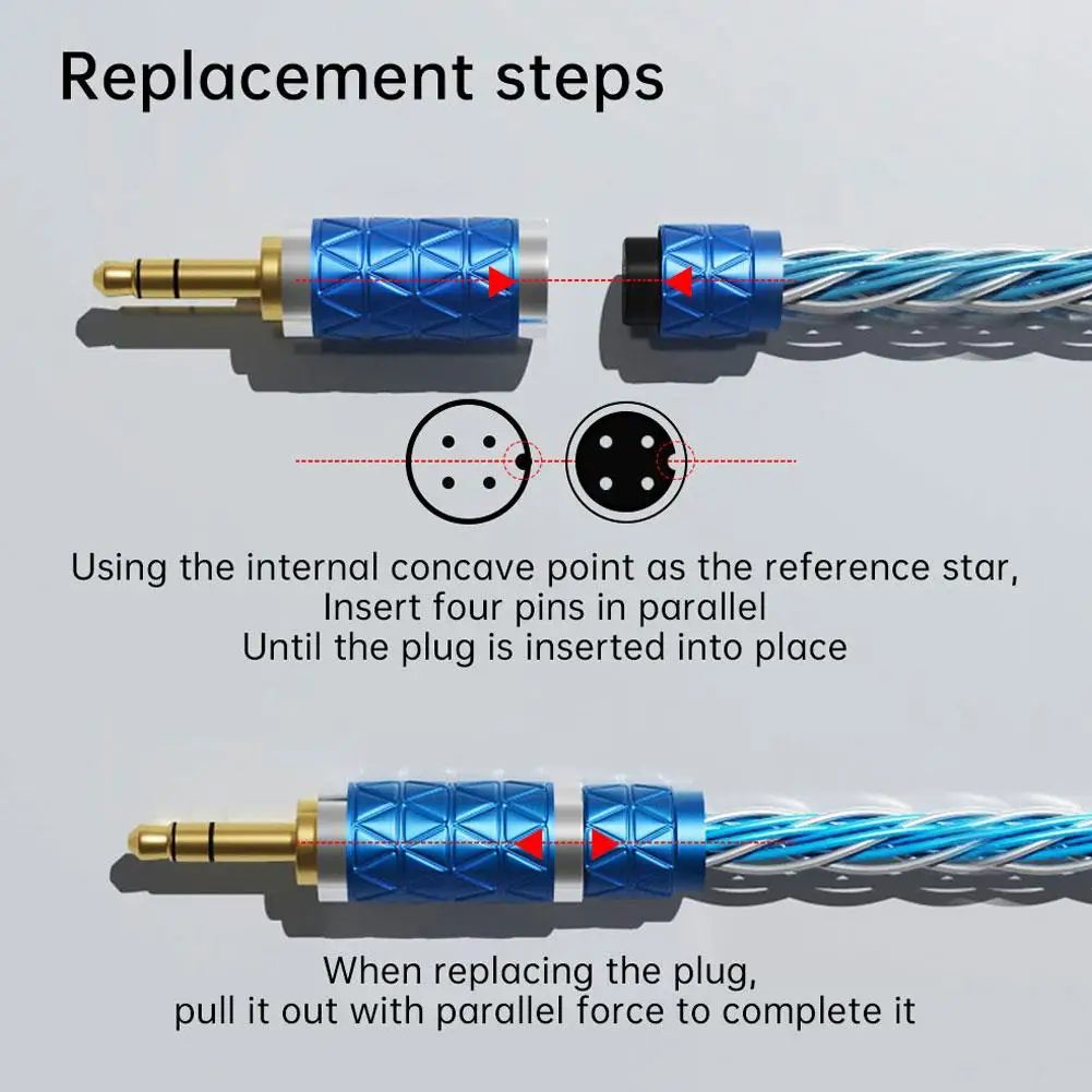 Substituição de auscultadores Cabo Adaptador, Prata Plated Wire Core, HiFi, 0.75DIY, ND D3, 2.5mm, 3.5mm, 4.4mm, 16 Strand