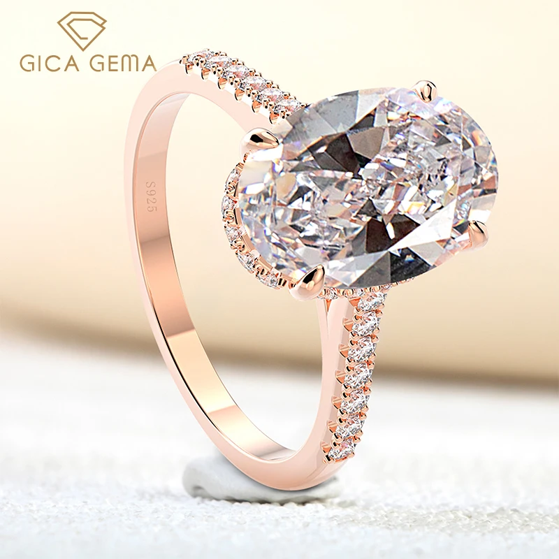 Imagem -02 - Gema Gema Clássico 925 Prata Esterlina ct Oval Criado Moissanite Pedra Preciosa Casamento Anel de Noivado Jóias Finas Presente Atacado