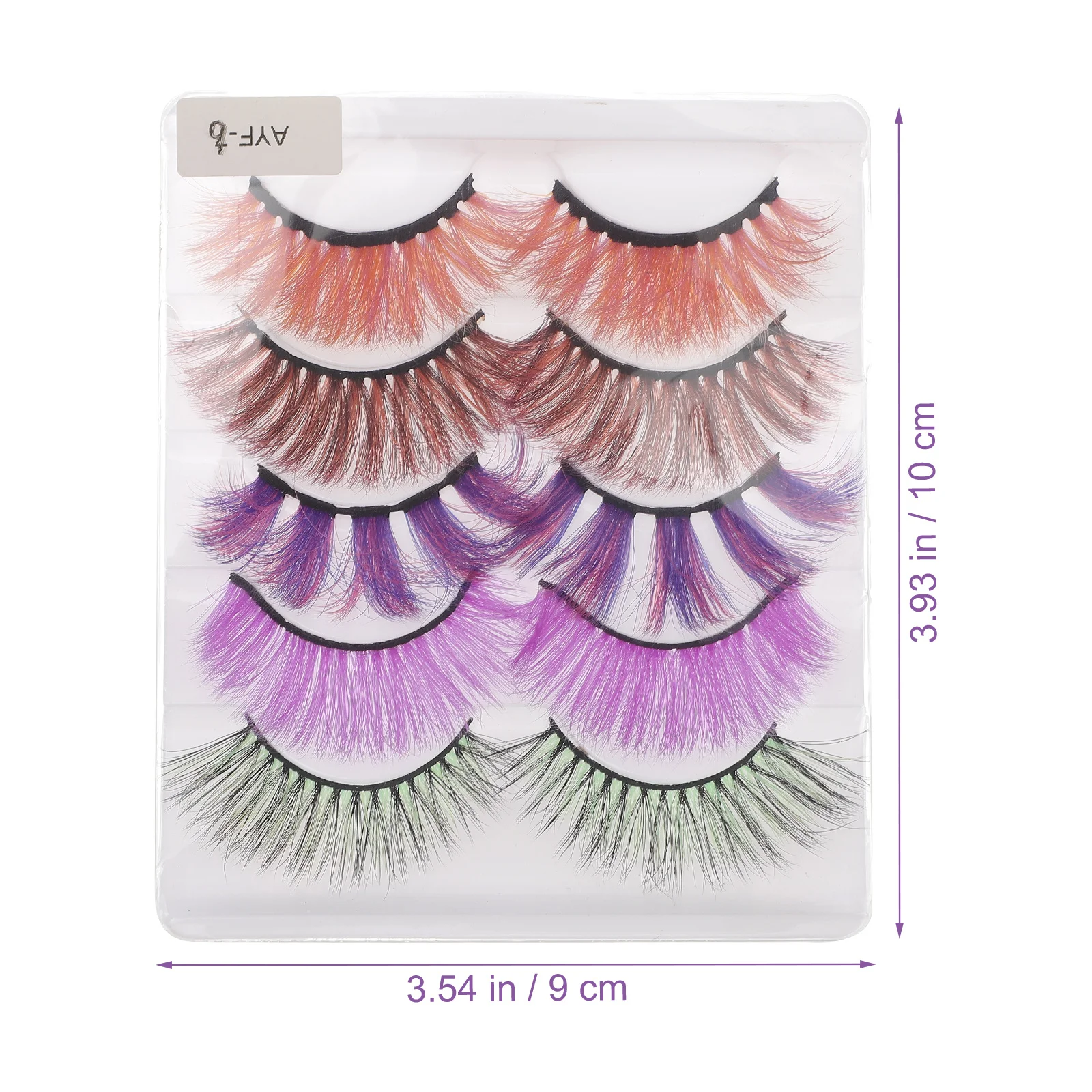 5Pairs Colored Fake Lashes 3D Makeup Natural Eyelashes Party Eyelashes Eye Catcher Stage Performance Halloween