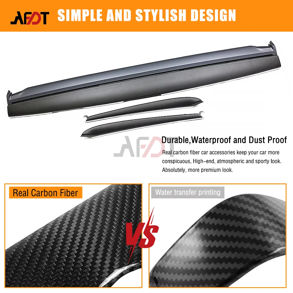 AFDT For Tesla Model 3 Replacement Carbon Fiber Dashboard Trim Front Door Strips Model Y 2020-2023 Car Interior Accessories LHD