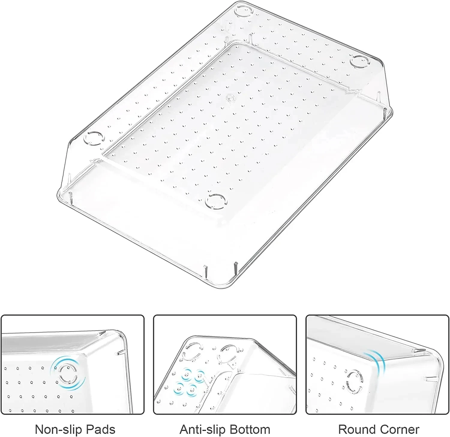 Juego de organizadores de plástico para cajón de escritorio, organizador de maquillaje, transparente, contenedor, utensilios de cocina, 13/25 piezas