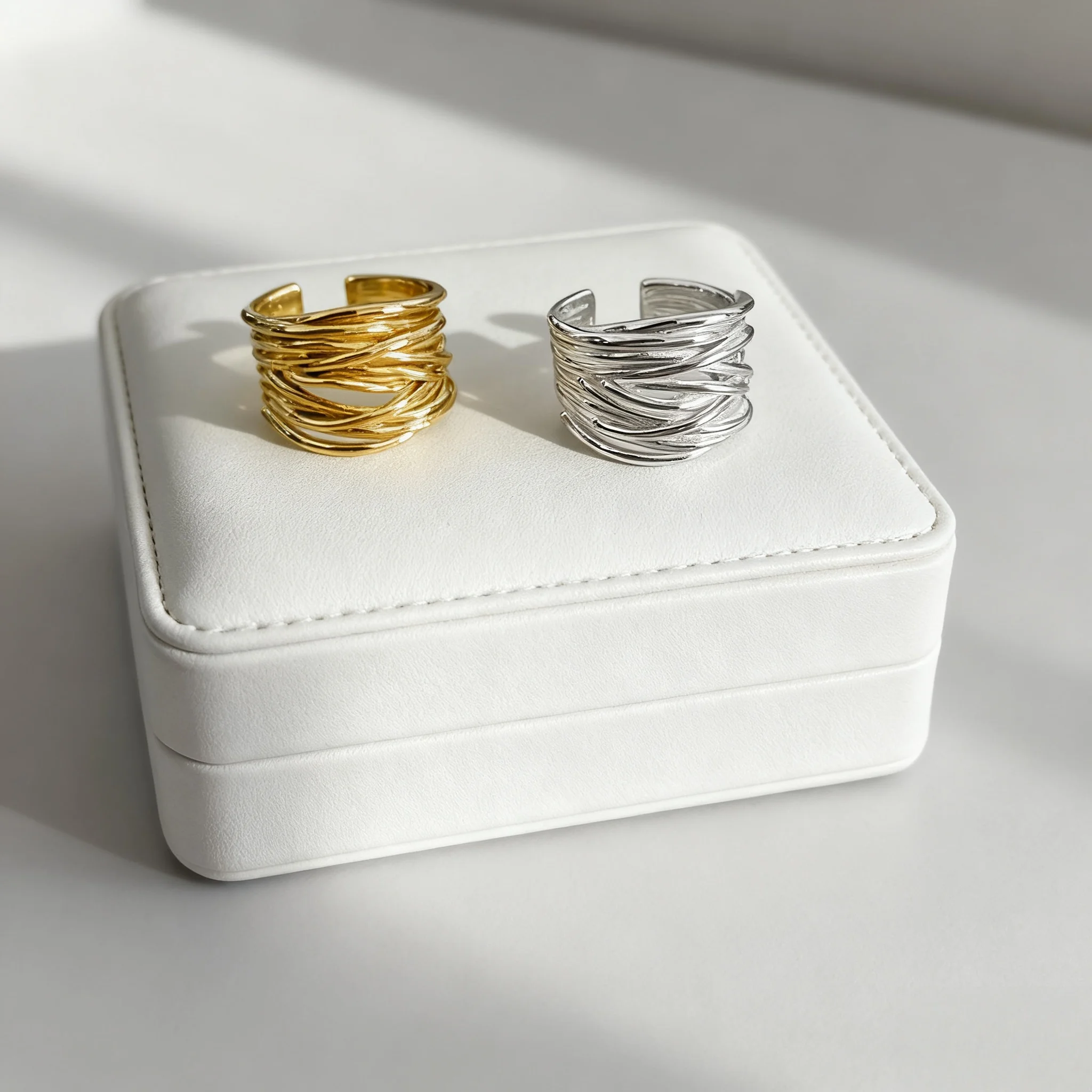 

Gold/Silver Irregular Multi layer Line Wrapped Open Ring Suitable For Personalized Charm Women Couple Party Jewelry Accessories