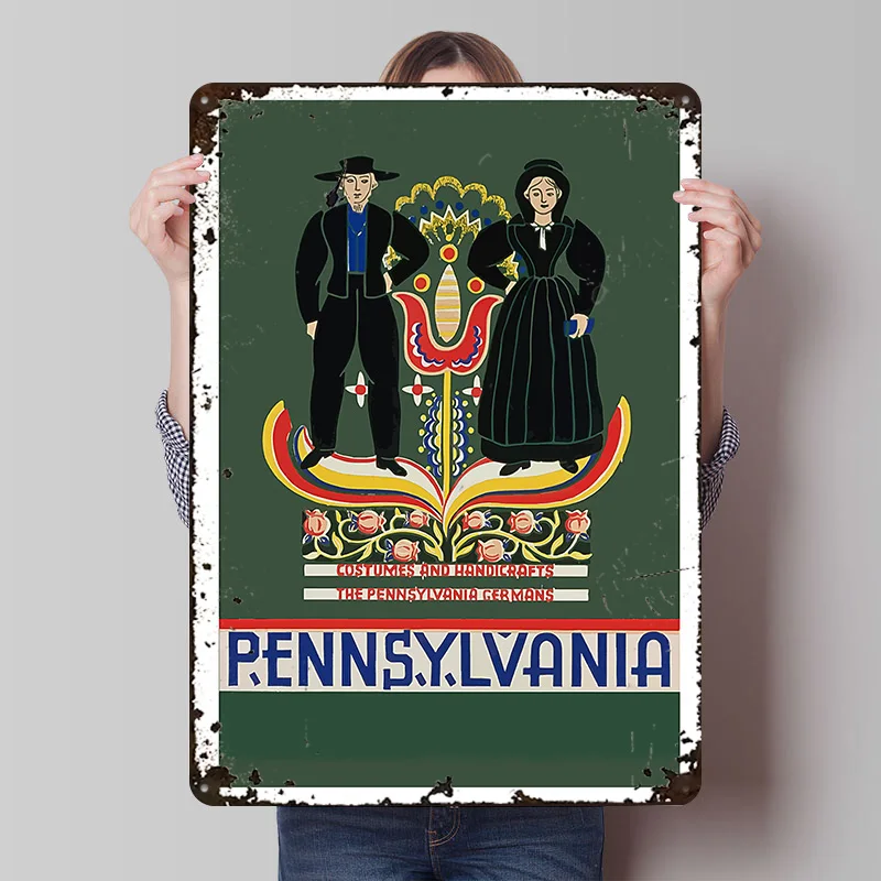 Pennsylvania Poster Individualisierte Vintage Metallschilder Wandkunst Retro Blechschild für Heimdekoration Männerhöhle Dekoration Spielzimmer