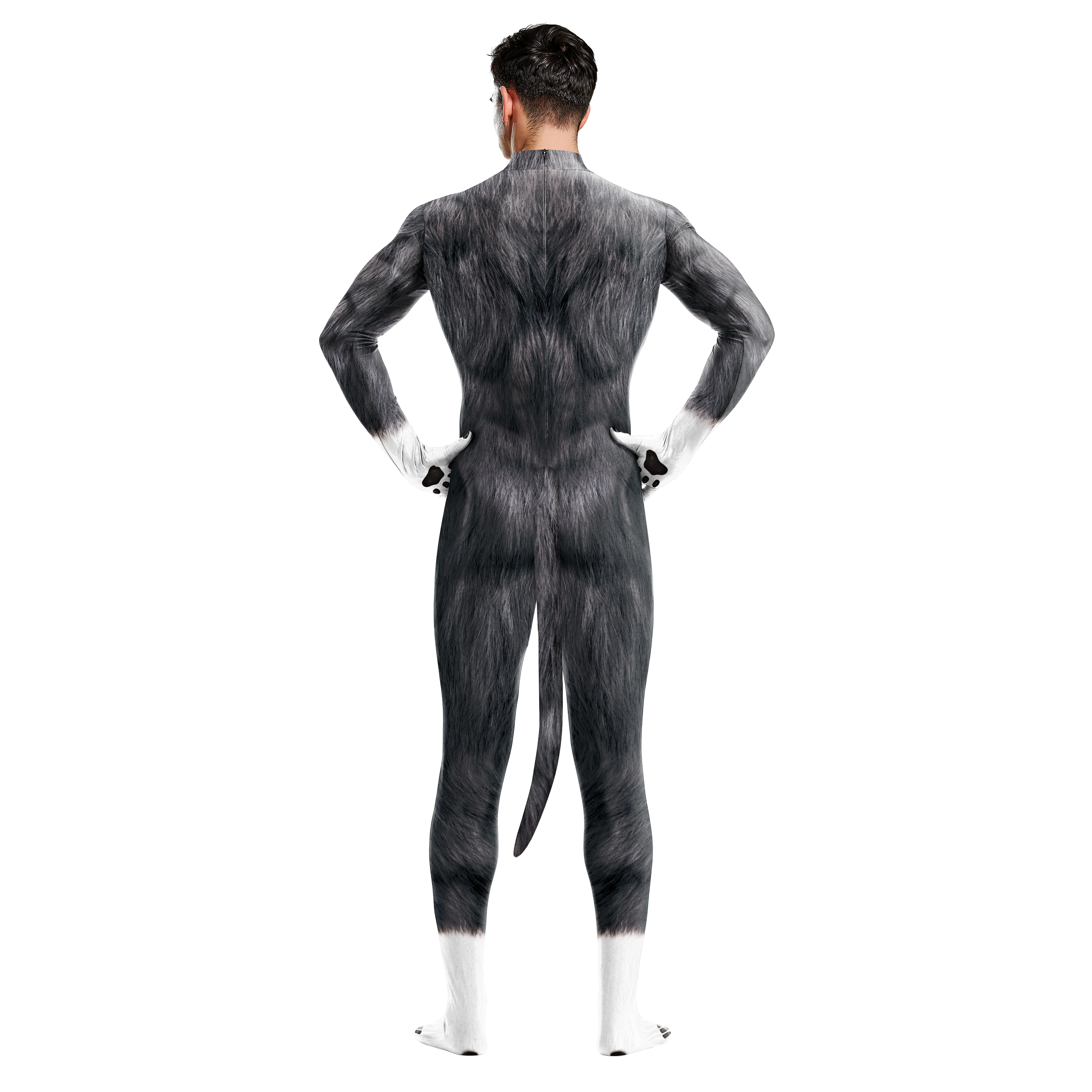 Zawaland-Costume de batterie imprimé en 3D pour hommes et femmes, Catsuit, Animal, Loup, Vêtements de cosplay, Entrejambe complet, Fermeture à glissière, Combinaison, Zentai