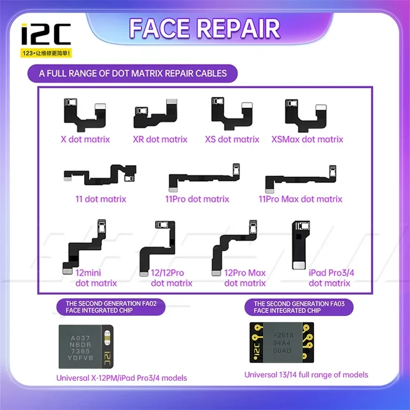 i2c Dot Projector Flex Cable for iPhone X XR XS 11 12 13 PRO MAX Mini iPad Pro 3/4 Face ID Programmer Dot Projector Read Write