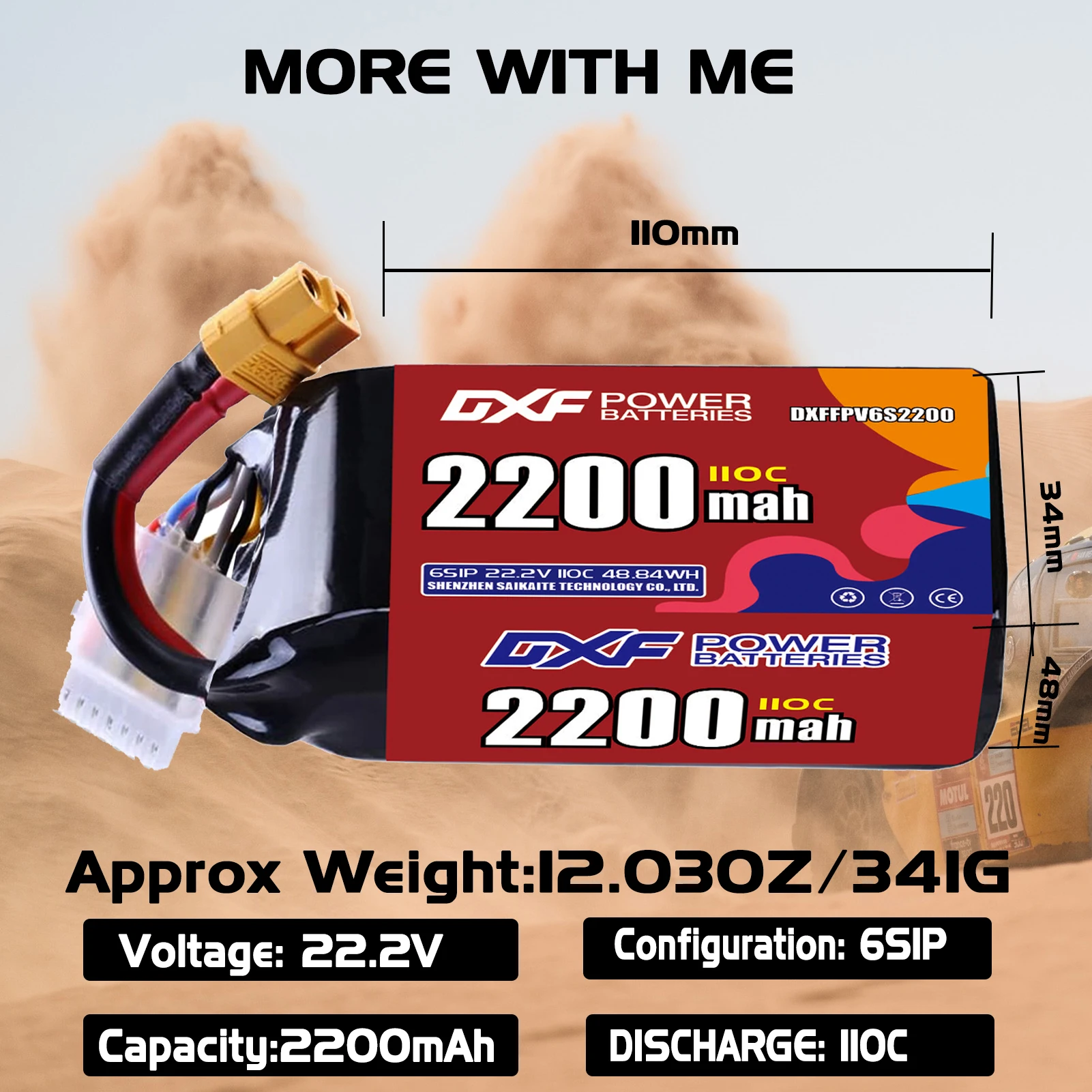 DXF Lipo Battery 2200mAh 110C 22.2V-6S 18.5V-5S 14.8V-4S 11.1V-3S 7.4V-2S XT30 XT60 JST Plug for FPV Helicopter Quadcopter Drone