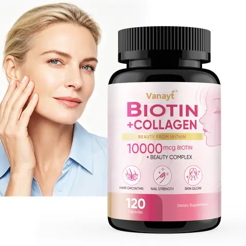 Biotin Collagen - Nourishes The Skin, Slows Down Aging, Promotes Healthy Hair, Strong Nails, and Improves Intestinal Digestion 120 Capsules