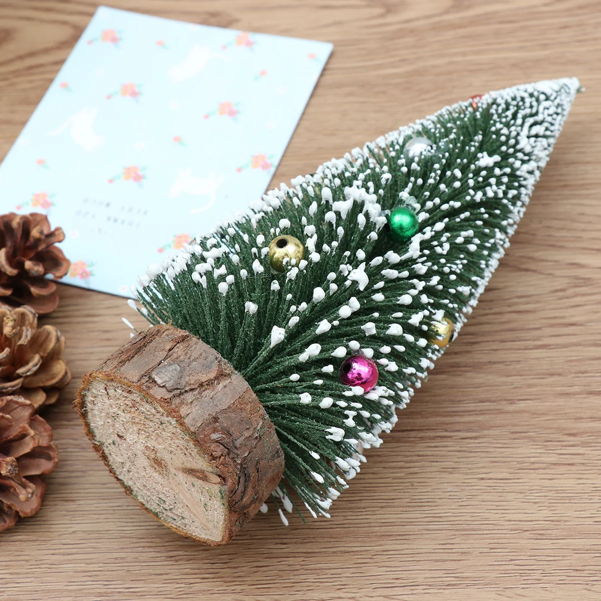 

25Cm Colorful Bead Desktop Christmas Ornament Pine Tree Decor For Home Store Office Party Xmas Tree Festival Decor