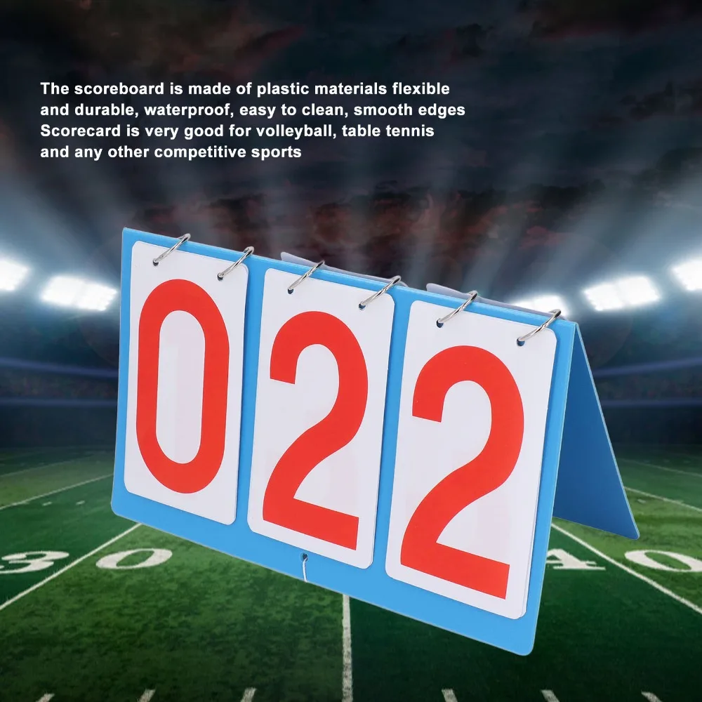 

Водонепроницаемое пластиковое перекидное табло с 3-значным дисплеем, синее, для подсчета очков, настольное, для баскетбола