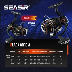 Carrete SEASIR Flecha Negra – 5+1 rodamientos y arrastre suave