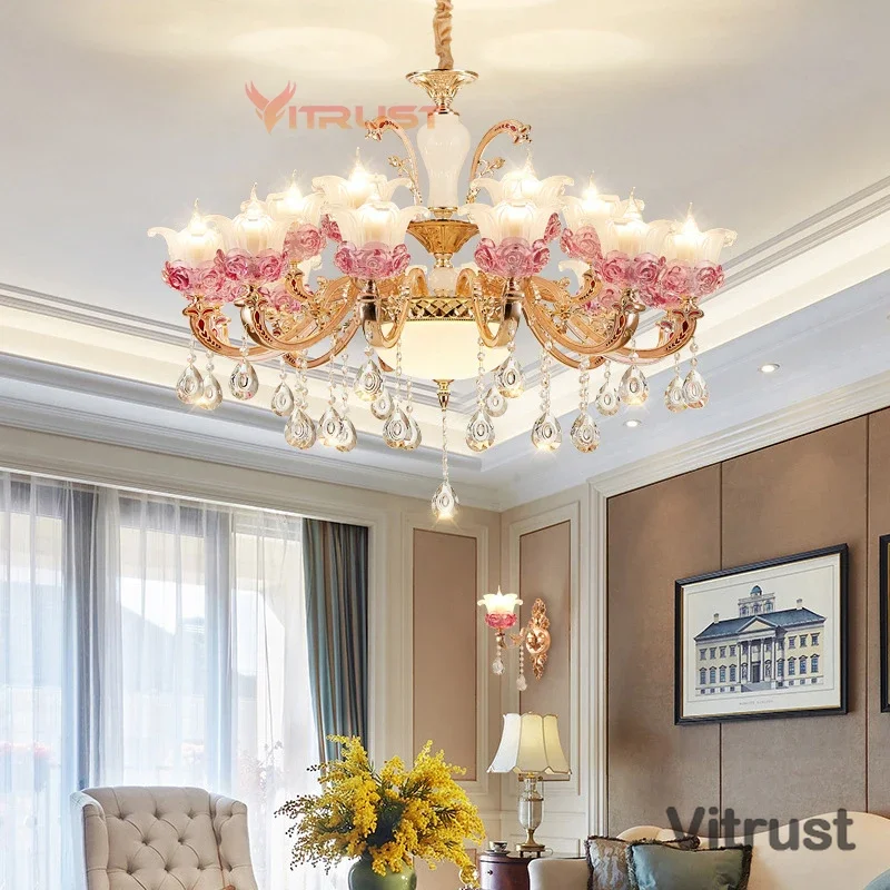 Modern K9 Crystal Chandelier Light Lamps Hanging Ceiling Chandeliers Lighting Fixture GlassRestaurant Dining Living Room Bedroom