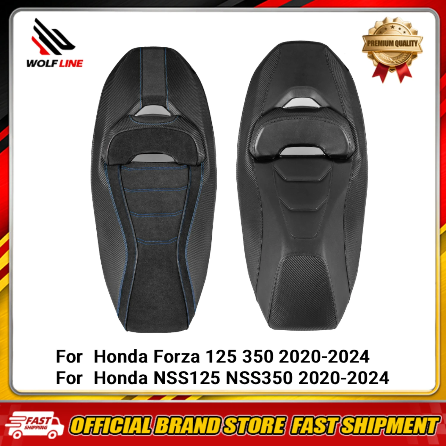 WOLFLINE 2-Up Integrated Seat Cushion For Honda Forza 125 350 NSS125 NSS350 2020-2024 One-Piece Seat Great Upgrade Comfort