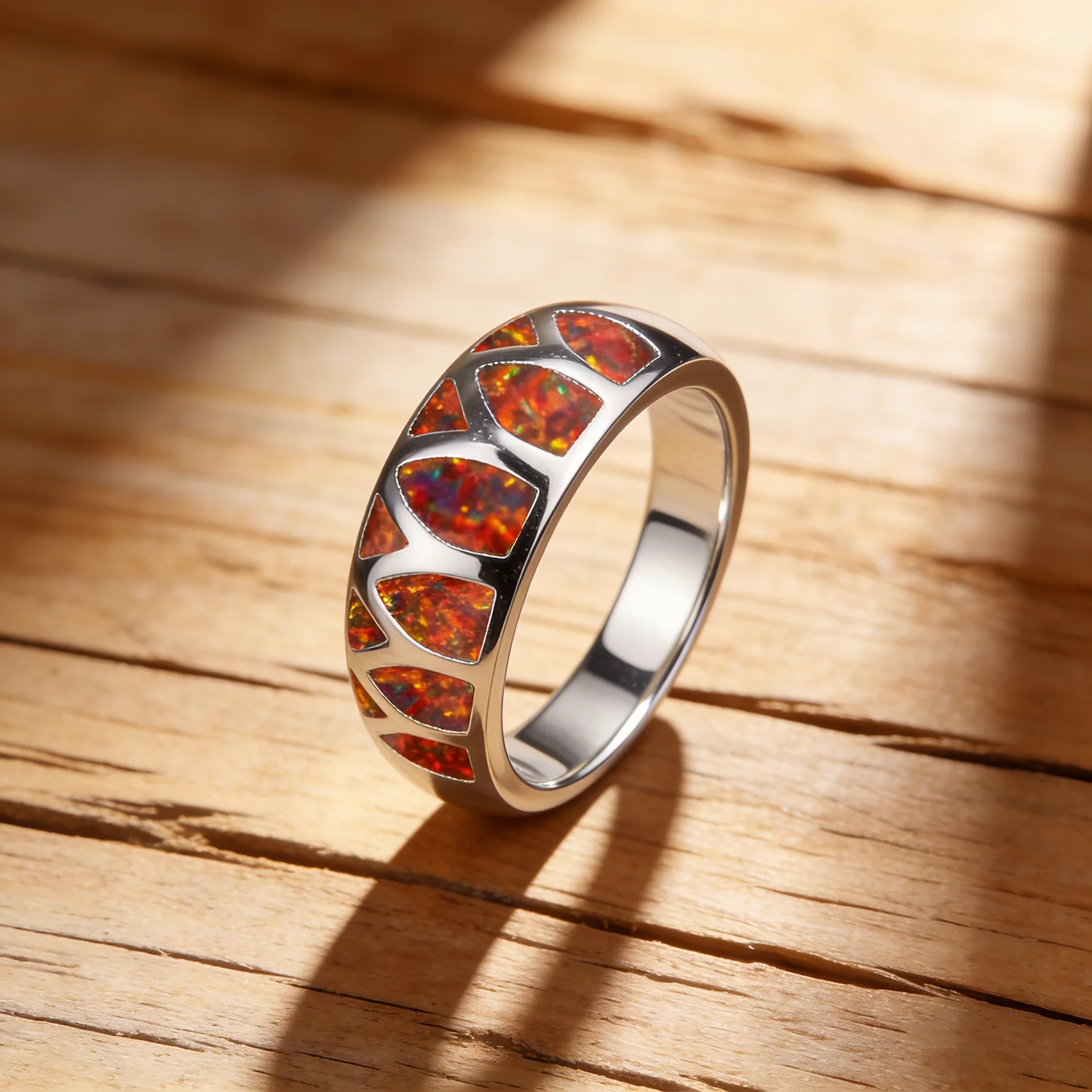 Unique Design Brilliant Color Fire Opal Ring For Women Cocktail Ring Party Accessories Fashion Jewelry Precious Gift for Unisex