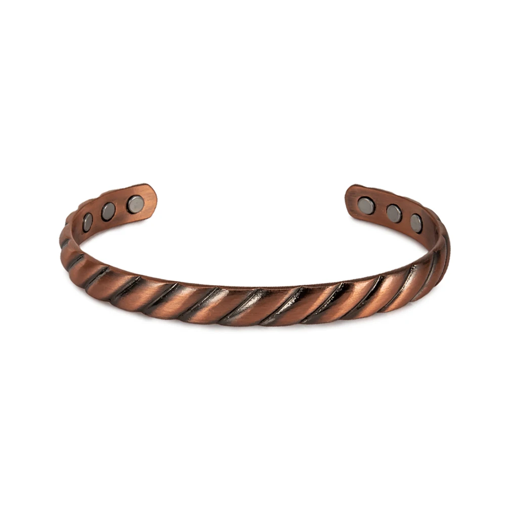 Vinterly Armbänder aus reinem Kupfer, gedreht, handgefertigt, geflochten, 12 mm, verstellbare Armreifen, Gesundheitsenergie, Hochmagnet-Schmuck, größenverstellbare Manschette