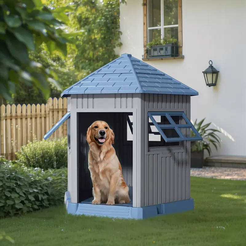 

Outdoor Portable Pet Kennel Small Plastic Dog and Cat House with Window Luxury Animal Design Waterproof Dog House