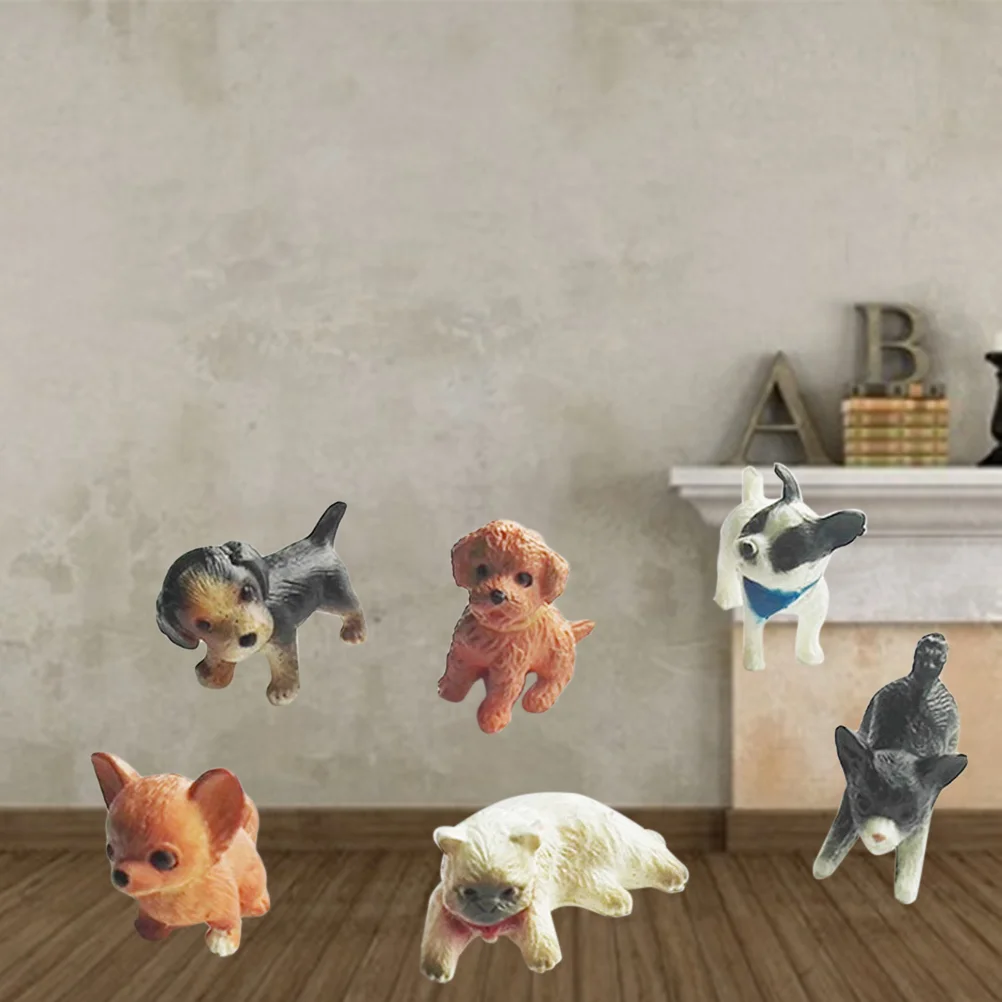 6pcs Simulation Mini Cat Dog Model Figurines Animals Miniature Pet Toys Ornaments cat dog figurines