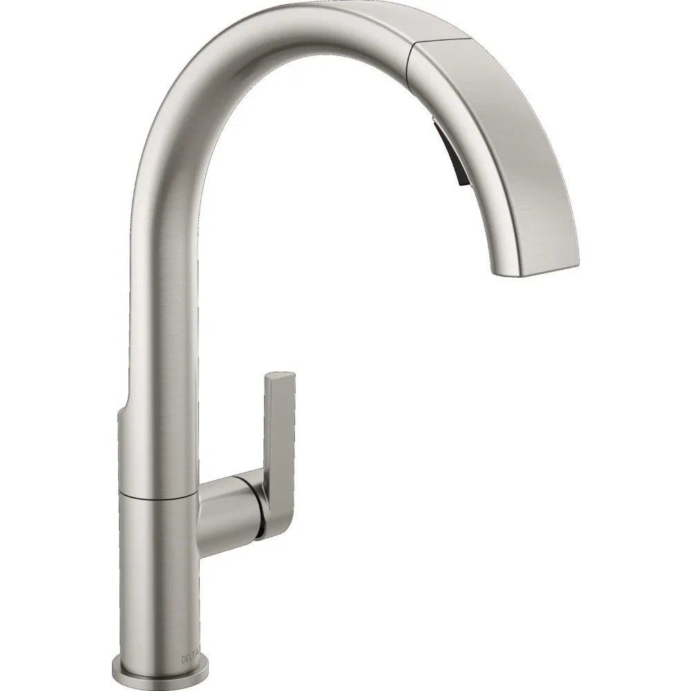 

Modern Single Hole Pull-Down Spray Kitchen Faucet in Brushed Nickel Finish