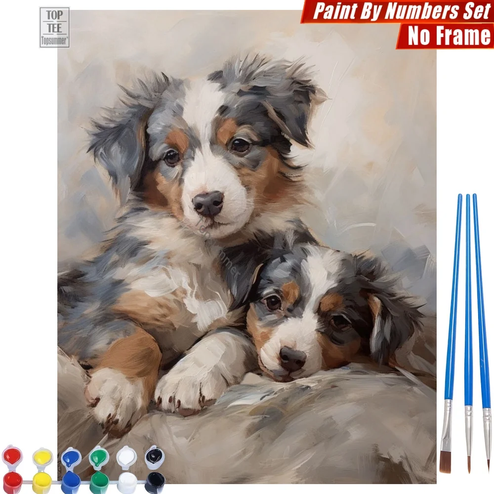 

Dependent Aussie Puppies DIY Paints By Number Set - Rich Fur Gentle Home Bedroom Decor Thanksgiving Gift For Dog Lover