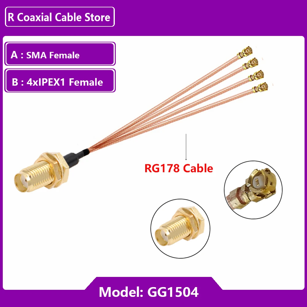 1pc rf koaxial rg178 u. fl ipx1 Buchse 1 bis 4 Triple Splitter SMA Kabel Pigtail Wifi Antenne Verlängerung kabel Jumper